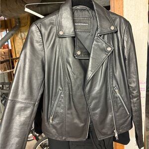 Emporio Armani Black Leather Biker Jacket